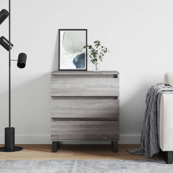vidaXL - Dressoir - 60x35x70 - cm - bewerkt - hout - grijs - sonoma - eikenkleurig