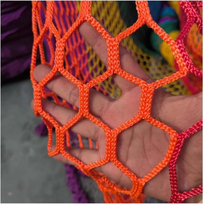 Veiligheidsnet Speeltuin - Touw Net - Val Beveiliging - Weerbestendig Polyester - 45 cm Maaswijdte - Oranje