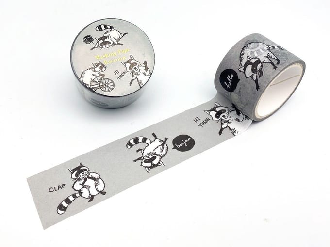 2 rollen Washi tape 28mm - Raccoon