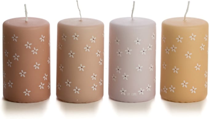 Rustik Lys - Stompkaarsen 'Flowers Summer' - Set van 4