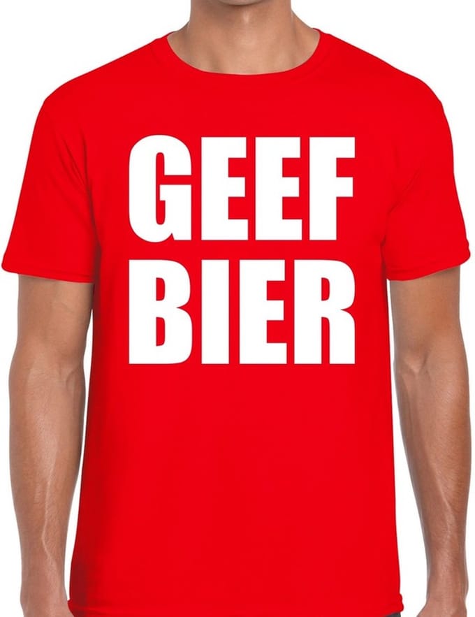 Geef Bier heren shirt rood - Heren feest t-shirts XL