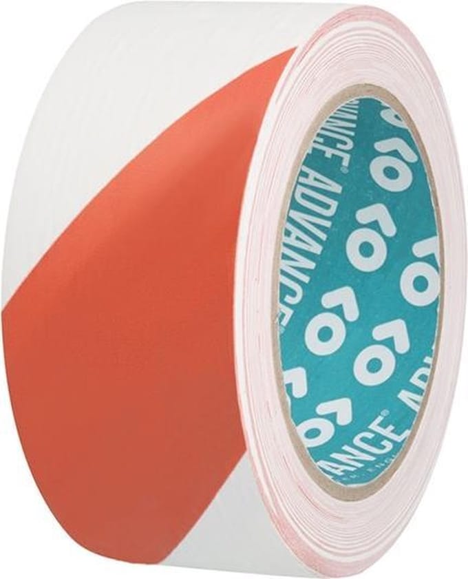 Advance AT8H PVC Markering tape 50mm x 33m Rood/Wit