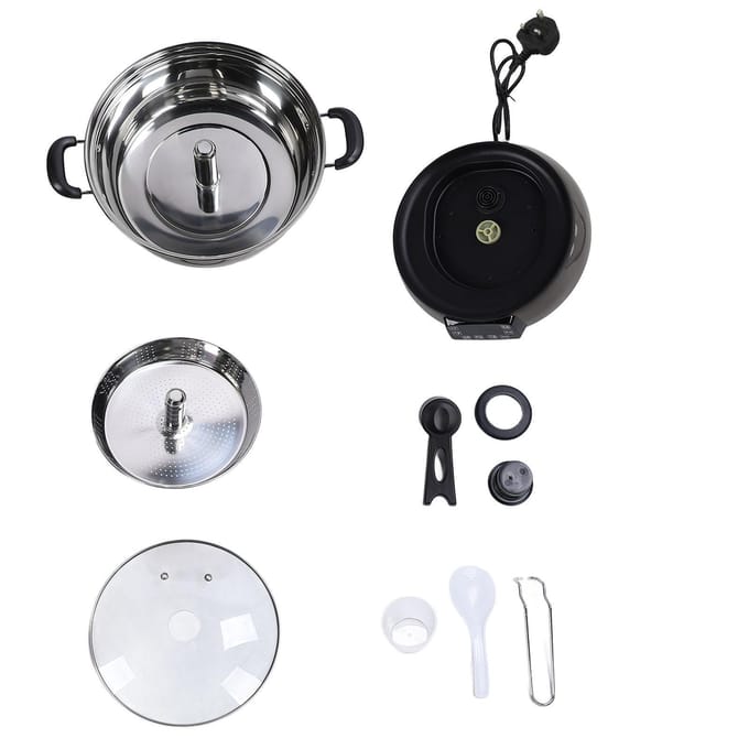 Cuiseur à riz 6L Acier Inoxydable Suppression du Sucre Levage Rapide Intelligent Cuiseur à Riz Désucré pour Cuisson à la Vapeur L marron