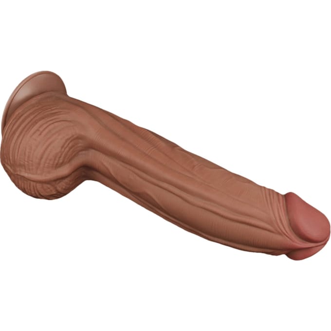 LoveToy - Sliding Skin Dildo 31 cm - Bruin