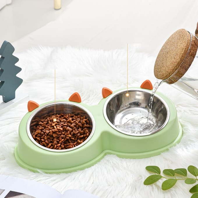 RVS Huisdierbak Multifunctioneel Schuin Anti-mors Schuin Huisdierbak voor Kat Hond gray