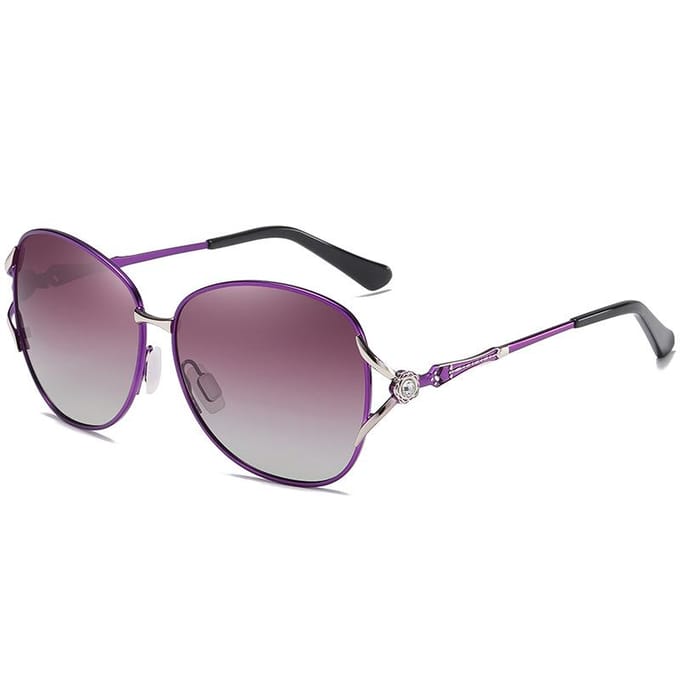 Mode Gepolariseerde Dames Zonnebril Trend Tweekleurige Verloop Zonnebril Grote Doos Met Studs Ogen.