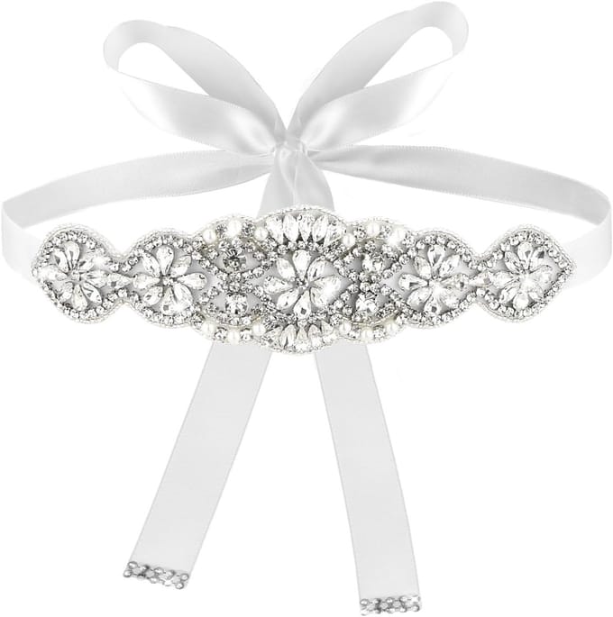 Dailygoods - Elegante Parels Bruidsband - Verstelbare Witte Tailleband voor Jurk