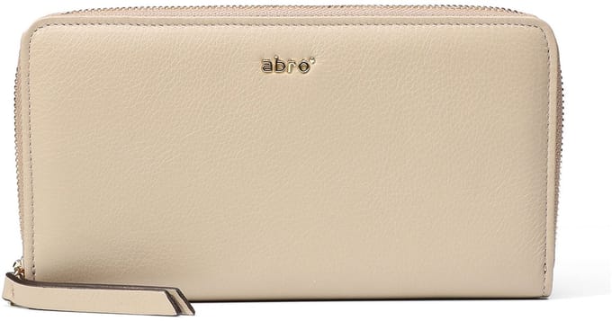 abro Leren portemonnee Leather Maxi Cocco Zip Wallet Siena Taupe