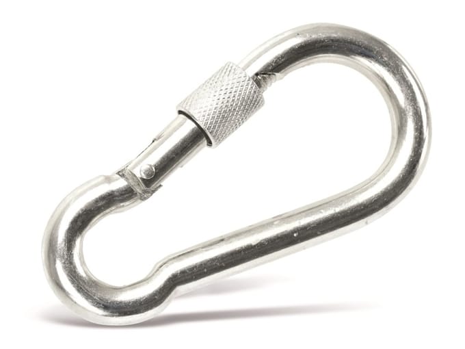 MASTERPROOF Karabijnhaak, 100x10 mm, Schroefsluiting