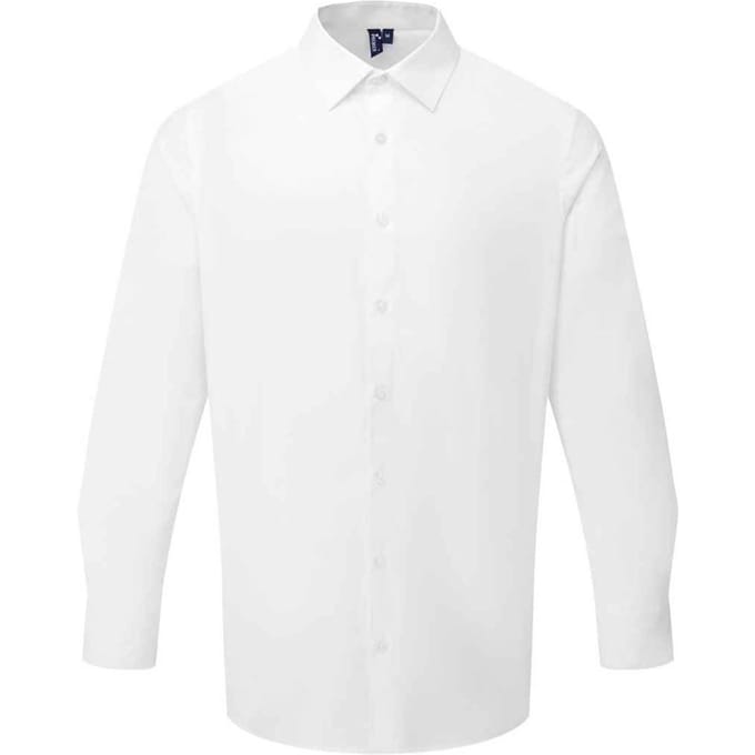 Premier Recyclight poplin overhemd met lange mouwen voor heren (Wit)