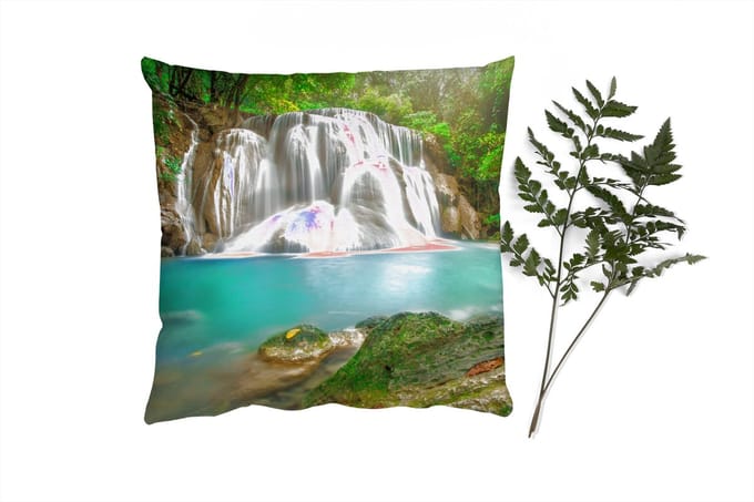 Sierkussens - Kussentjes Woonkamer - 45x45 cm - Bos - Waterval - Natuur
