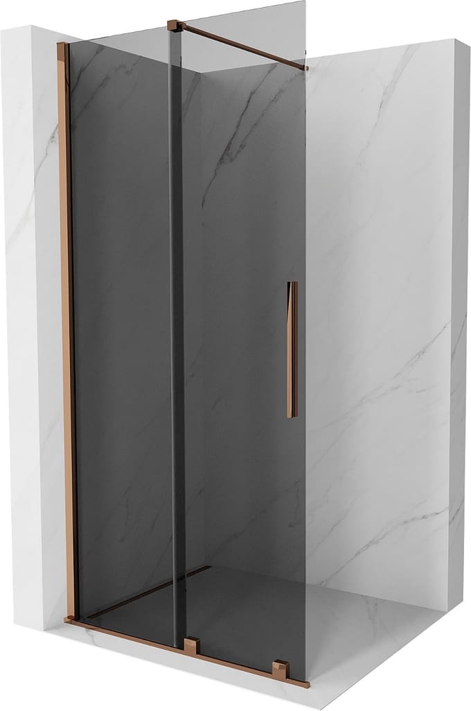 Mexen Velar schuifbare inloopdouchewand 120 x 200 , grafiet 8 mm, roségoud - 871-120-000-43-60