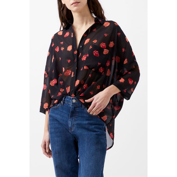 French Connection Ella Rose S/s Twist Front Top Marine Multi Größe: XS | Blusen Outlet | Damen | Rosa