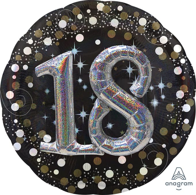 Amscan Ballon 18 Jaar Zwart/goud 81 Cm