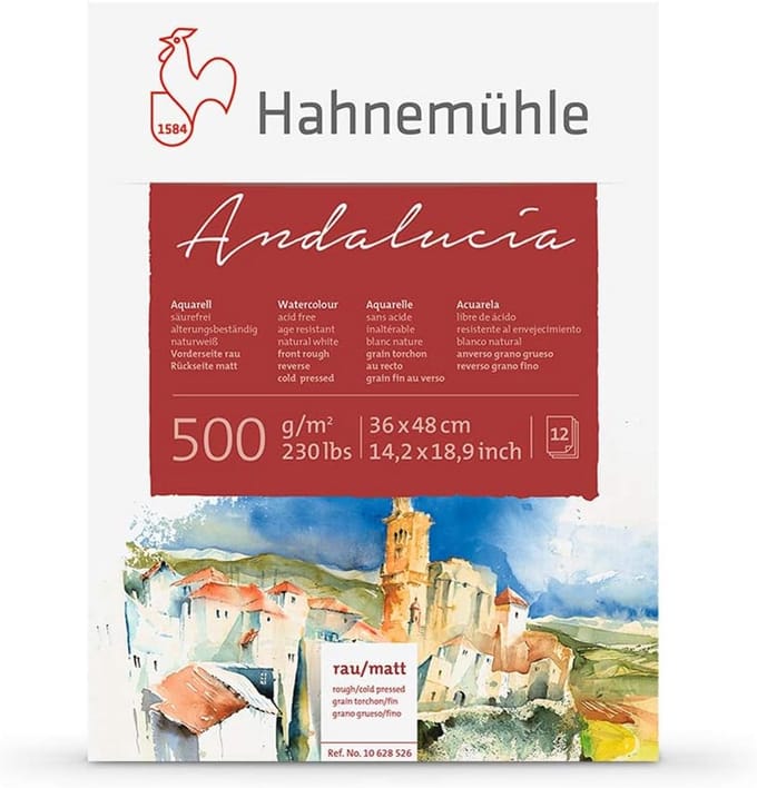 Aquarelblok 500 g/m2 - 36 x 48 cm, 12 vellen voor schildertechnieken