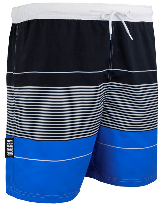 Zwemshort voor heren met patroonstrepen blauw
