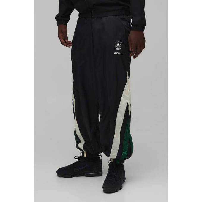 Elasticated Waist Colour Block Parachute Track Pants | Black | Size Small