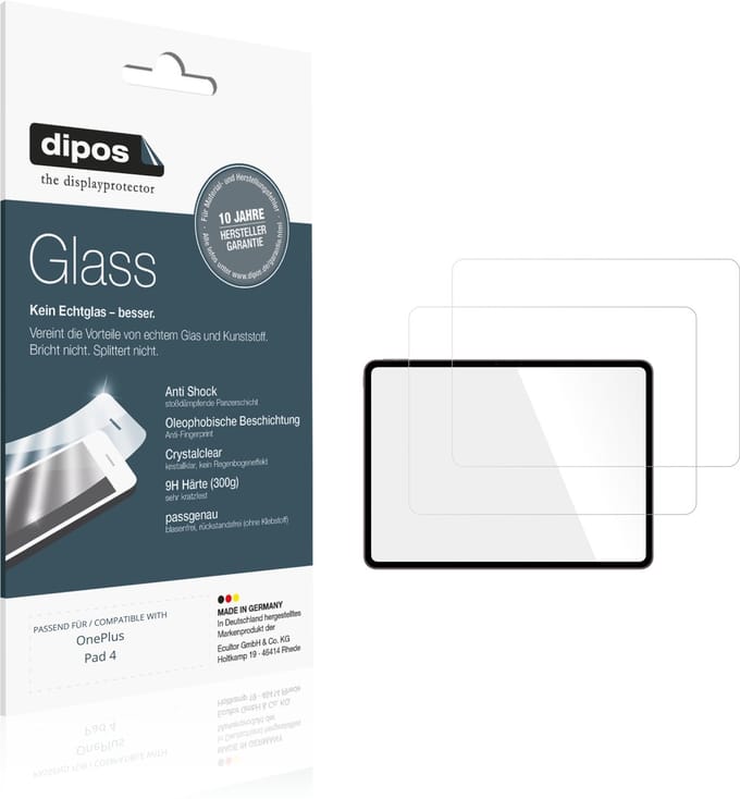 dipos – 2x Pantserfolie geschikt voor OnePlus Pad 4 | 9H Screenprotector