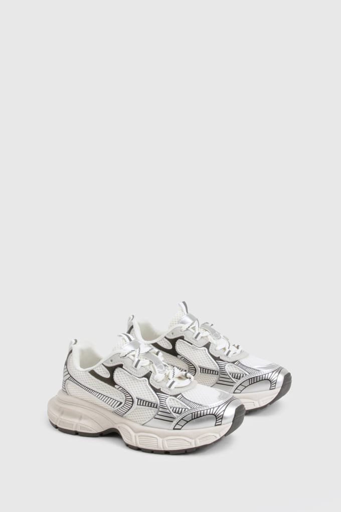boohoo Dames Chunky Sports Trainers | Silver | Maat: 3
