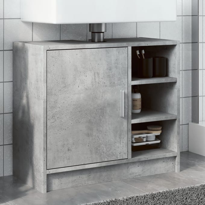 vidaXL - Wastafelkast - 63x29x55 - cm - bewerkt - hout - betongrijs