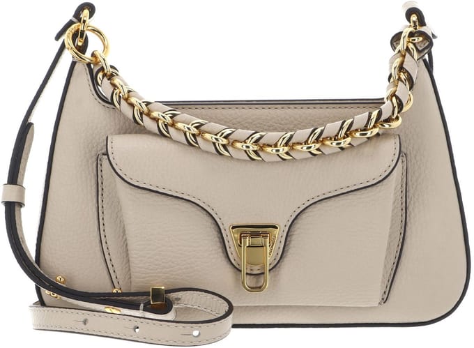 COCCINELLE Leren handtas schoudertas Beat Grained Leather Handbag Sandshell beige