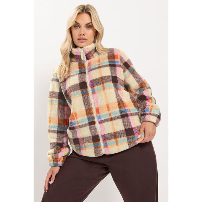 Yours Crèmekleurige Fleece Met Ritssluiting Size 42