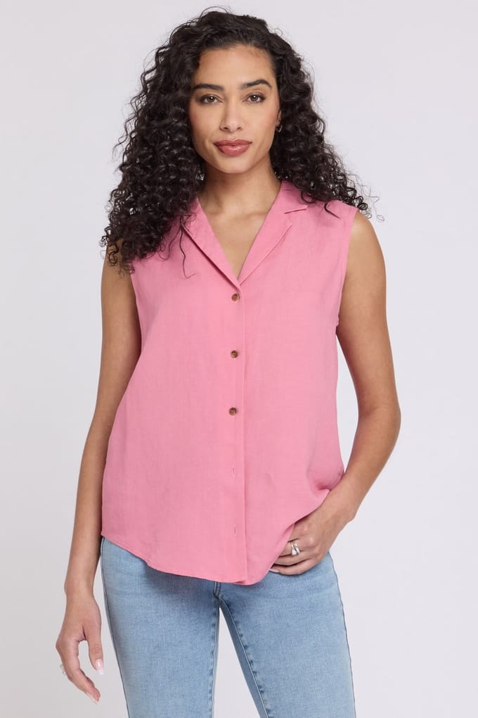 Gabrielle Mouwloze Linnen Blouse