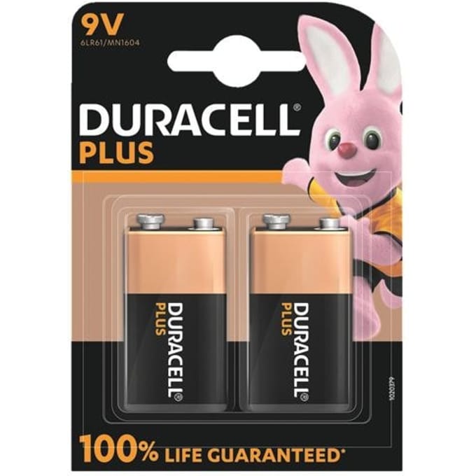 Duracell Plus 9V - alkaline batterijen - 6LR61 - 2 stuks