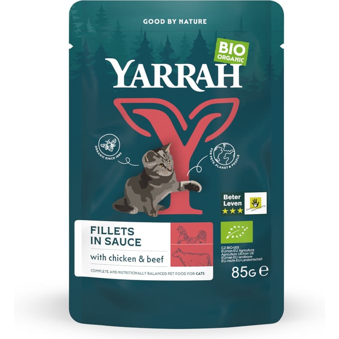 14x85g Rund Bio Filets in Saus Yarrah Kattenvoer