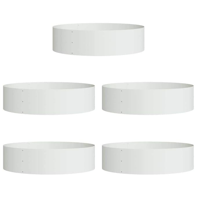 vidaXL - Plantenring - 5 - st - Wit - 80 - x - 80 - x - 20 - cm - Koudgewalst - staal