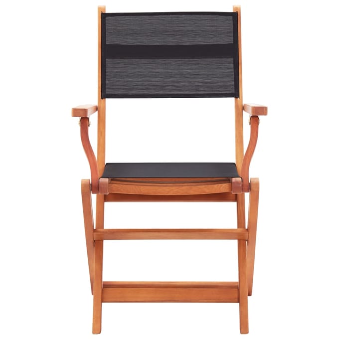 vidaXL - Klapstoelen - 6 - stuks - Zwart - Massief - Eucalyptus - Hout - & - Textiel