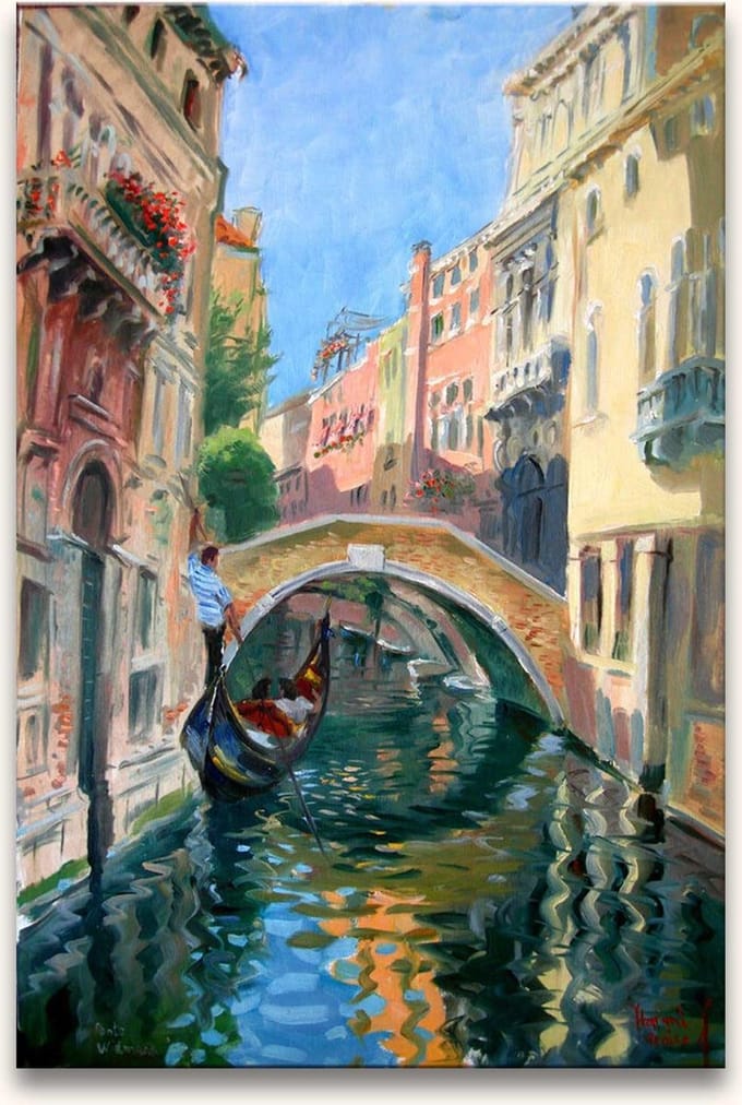 Handgeschilderd schilderij Olieverf op Canvas - Claude Monet 'Ponte Widmann'