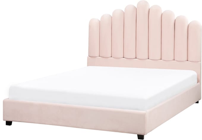 VINCENNES - Bed - Pastelroze - 140 x 200 cm - Fluweel