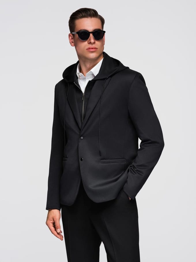 OMBRE Blazer - Regular Fit - Knopen - Effen Zwart M