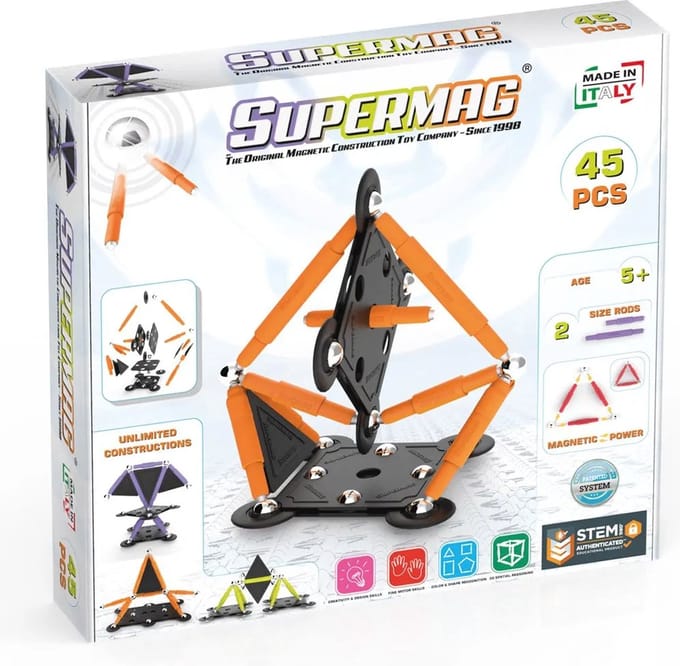 Magneet speelgoed Supermag Technicolor 45 SM0654 Multikleur