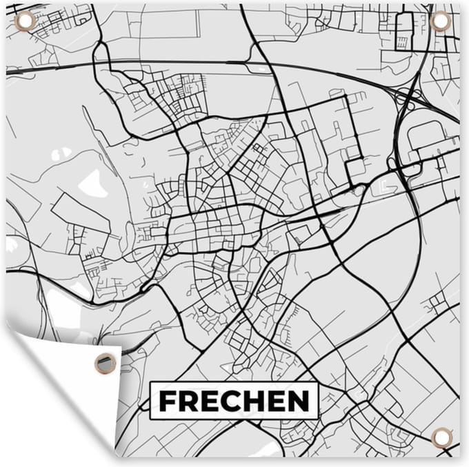 Tuindoek Kaart - Duitsland - Frechen - Plattegrond - Stadskaart - 100x100 cm