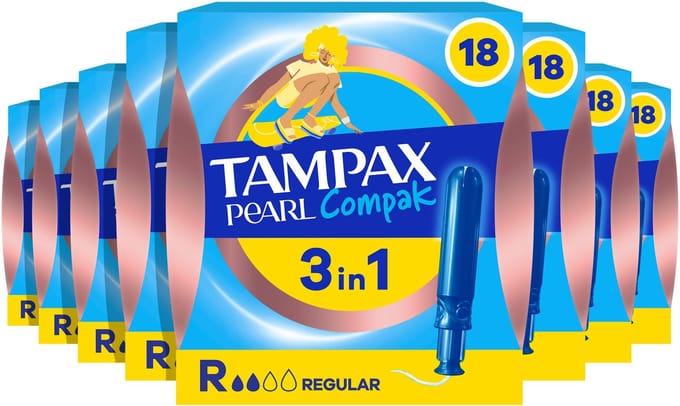 Tampax Pearl Compak RegularTampons - Met Inbrenghuls - 8 x 18 stuks