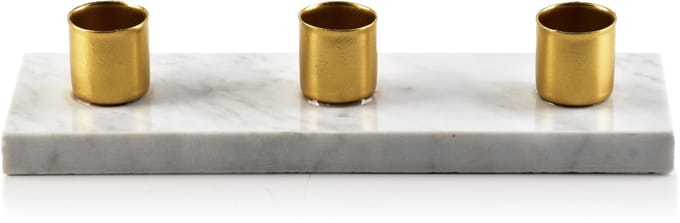 Mondex CEDRIC MARBLE - Kandelaar - 3 Kaarsen - Marmerlook