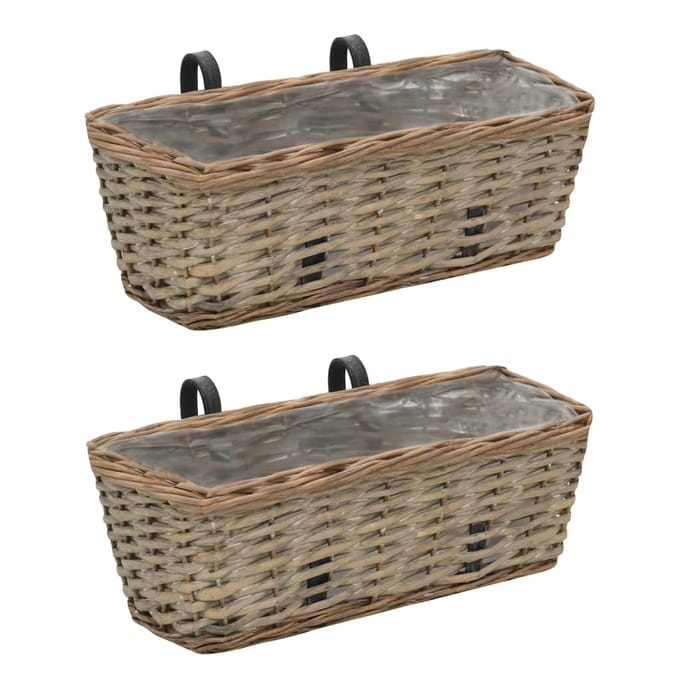 vidaXL - Balkonbakken - 2 - st - 40 - cm - wicker - met - PE-voering