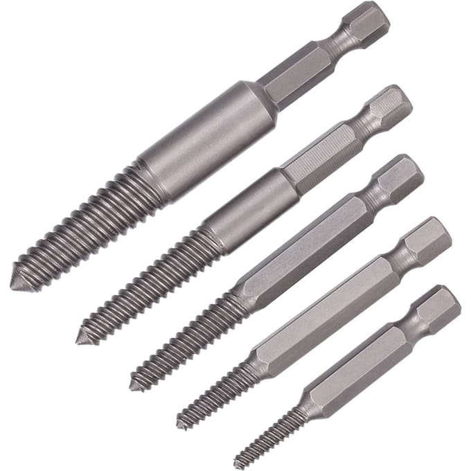5 pièces Extracteur de vis cassées Queue hexagonale Dents fines Outil de retrait de boulons endommagés Kit Easy Out