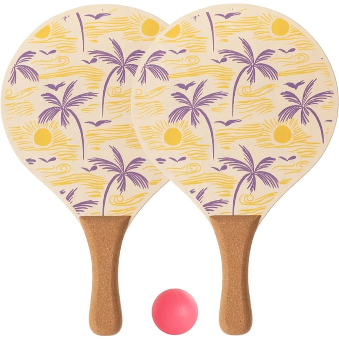 Houten strandtennisracket met palmbal Softee
