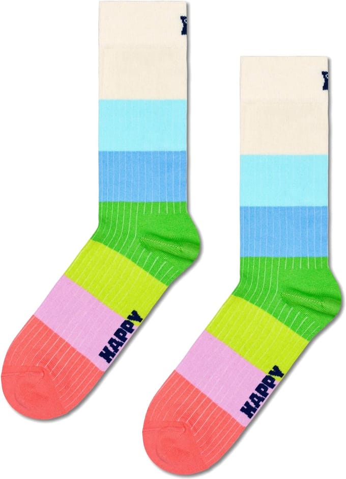 Happy Socks Chunky Stripe Sock - unisex sokken - wit - Unisex - Maat: 41 - 46