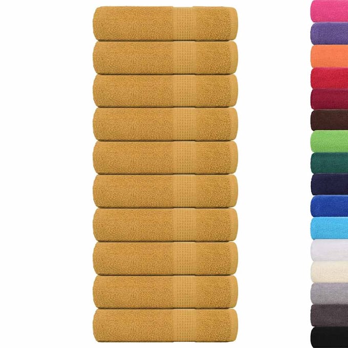 vidaXL - Douchehanddoeken - FROGN - 10 - st - 70x140 - cm - 360 - g/m² - goud