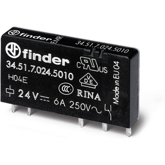 Finder Ultra Slim PCB Relais 6A 60VDC Enkele Contact - 34.51.7.060.5010