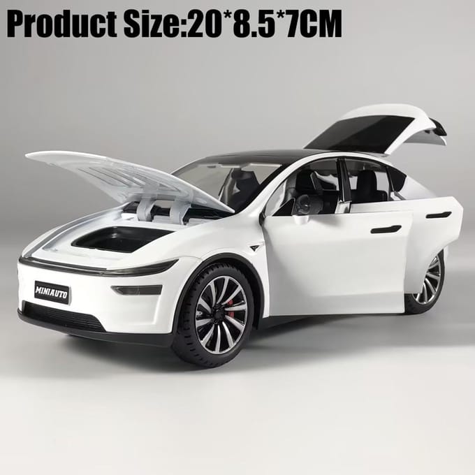 1:24 Model Y Facelift Off Road SUV Legering Metaal Diecast Modelauto Geluid & Licht Pull Back Kinder Speelgoed Verzamelingen Verjaardagscadeau white