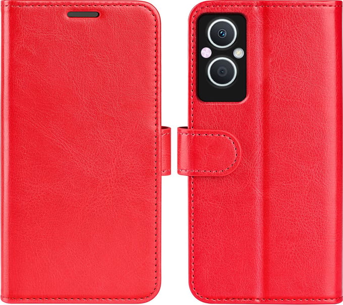 MobyDefend Hoesje - Geschikt voor Oppo Reno 8 Lite - Wallet Book Case (Sluiting Achterkant) - Rood