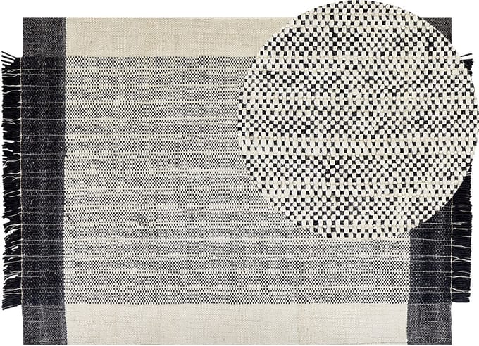 KETENLI - Modern vloerkleed - Gebroken wit - 160 x 230 cm - Wol