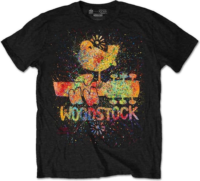 Woodstock Heren Tshirt -2XL- Splatter Zwart