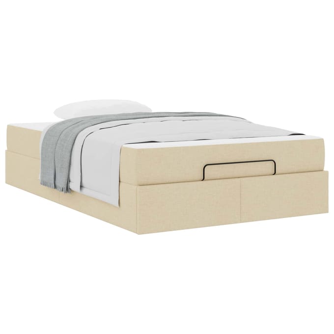 vidaXL - Bedframe - met - matras - 2 - st - Crème - Stof
