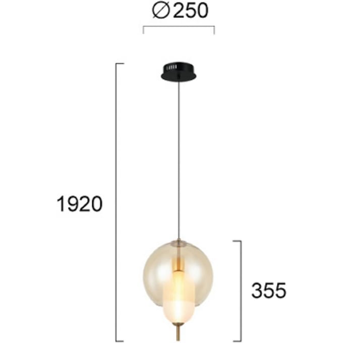 Viokef LED hanglamp Adol, amberkleurig, Ø 25 cm, glas
